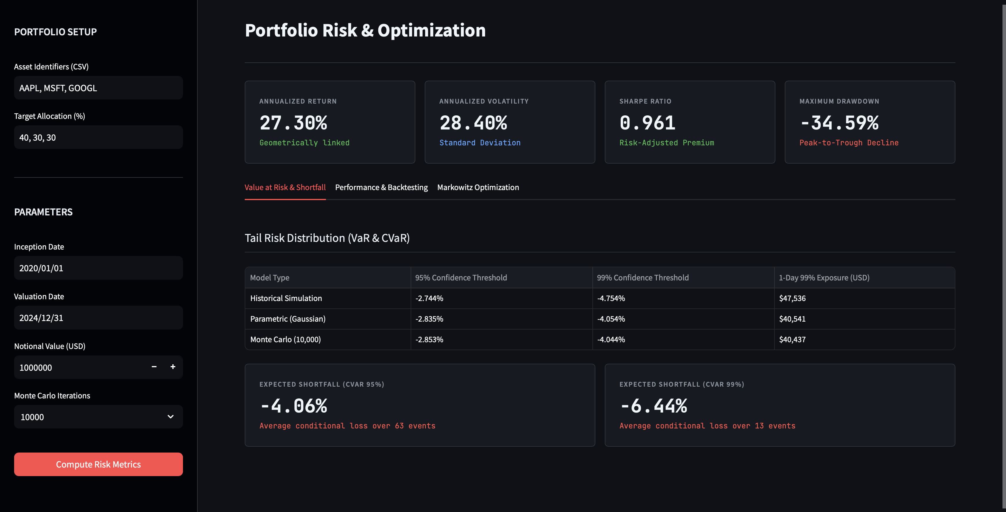 Portfolio VaR Calculator